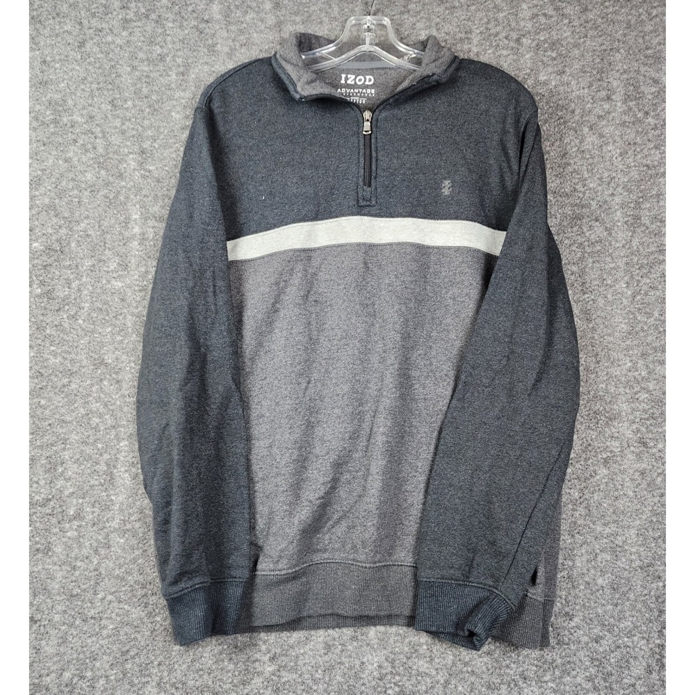 Izod Quarter Zip Pullover Mens Medium Gray Colorblock Advantage Performance